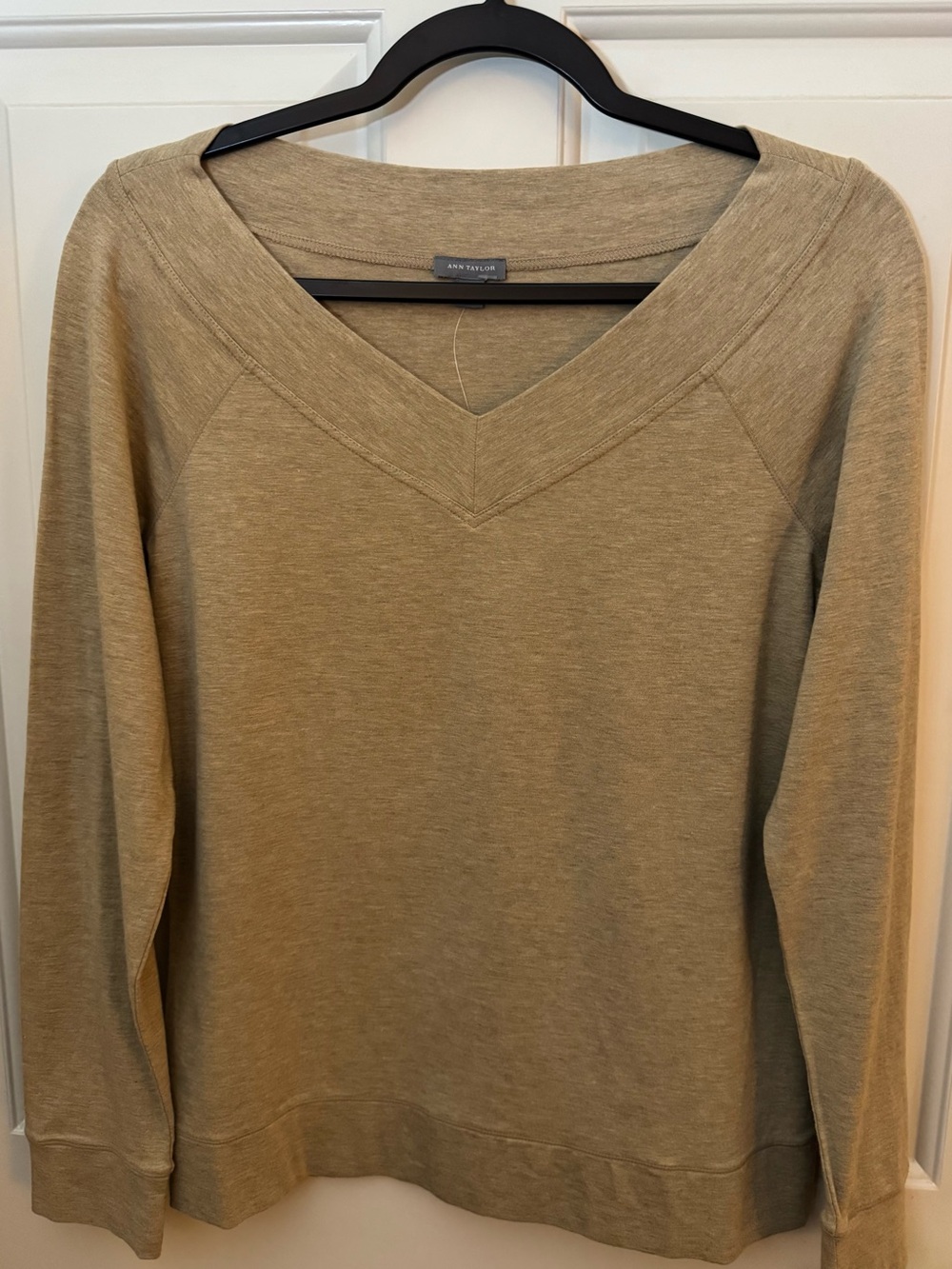 Ann Taylor Top V-Neck Long Sleeve in Tan Size Medium **NWT**